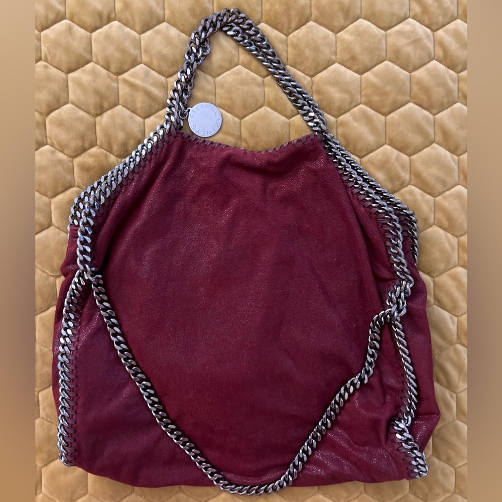 Stella McCartney Falabella fold-over purse in shimmering burgundy. Gorgeous!